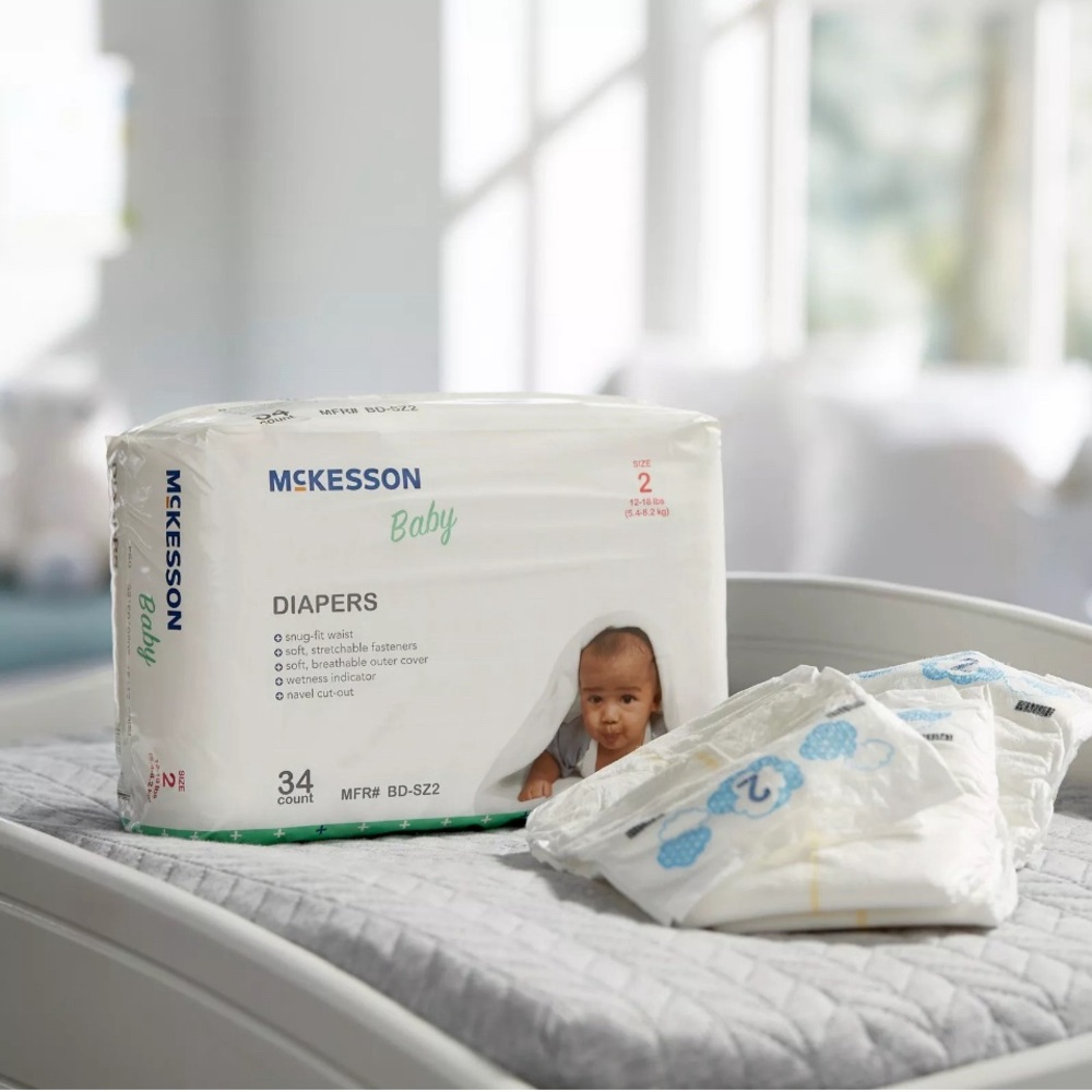 McKesson Baby Baby Diaper Size 2 12 to 18 lbs. 34 Ct Lot Of 2